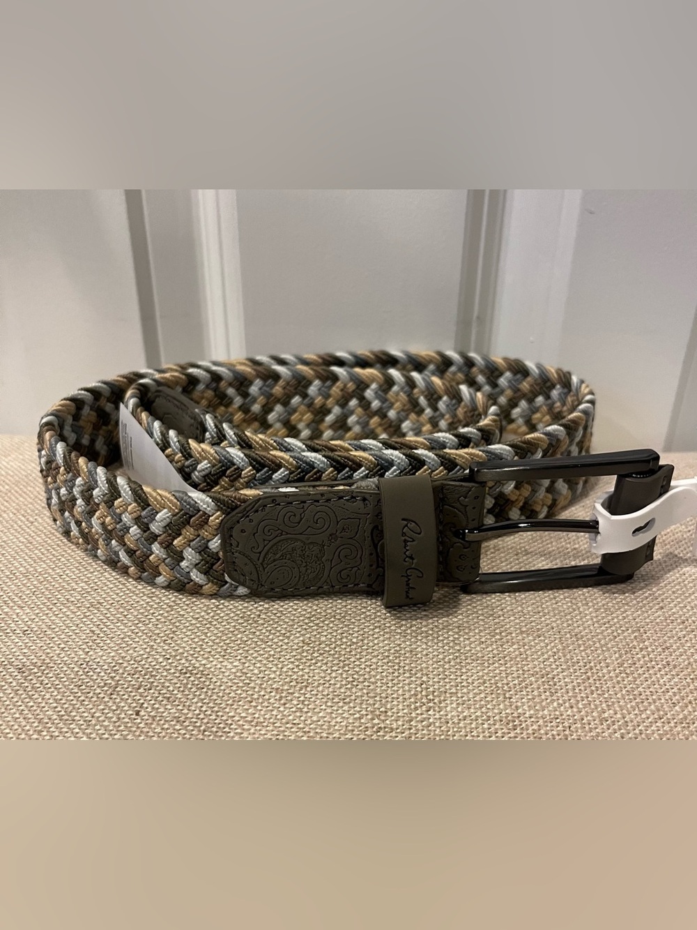 NWT ROBERT GRAHAM MEN'S JACOB BRAIDED WOVEN STRETCH BELT- SIZE 34